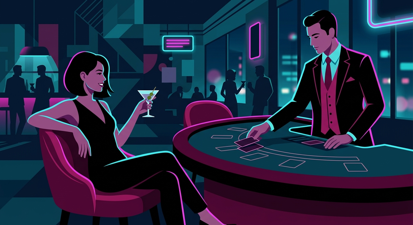 Kartu dan chip taruhan tersusun rapi di atas meja hijau baccarat